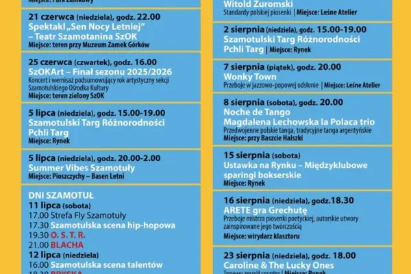 Koncertowe lato w Szamotułach – pełny program wydarzeń