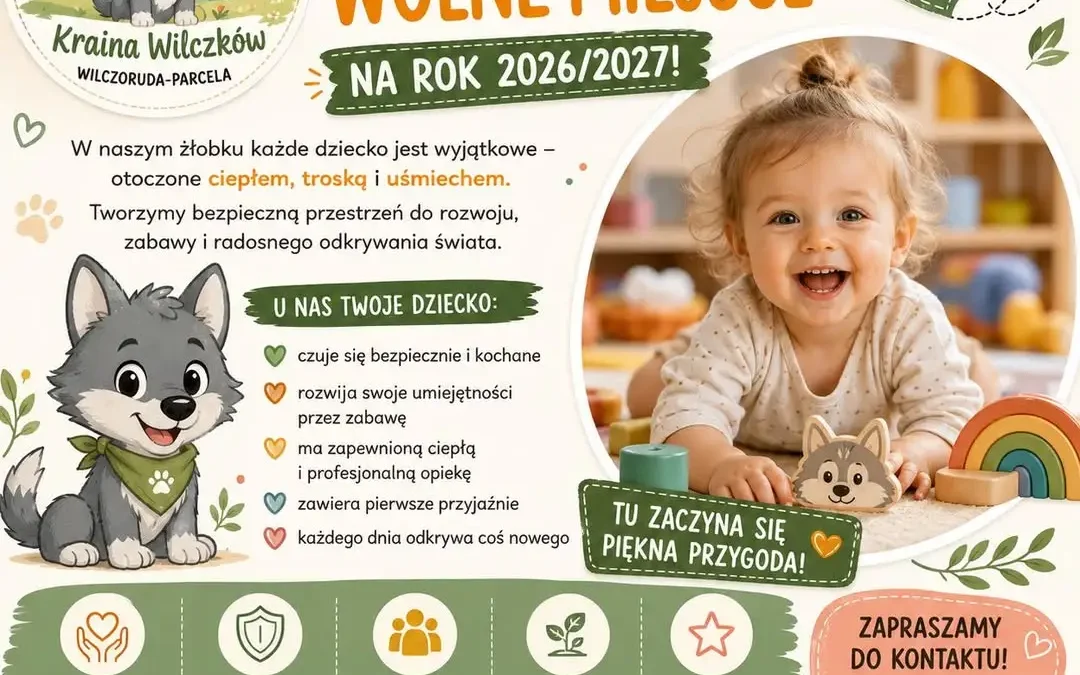 Wolne miejsce w żłobku „Kraina Wilczków” od września