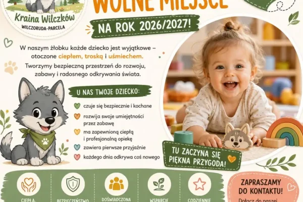 Wolne miejsce w żłobku „Kraina Wilczków” od września