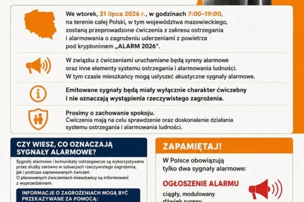Ogólnopolskie ćwiczenia syren alarmowych pod kryptonimem ALARM 2026