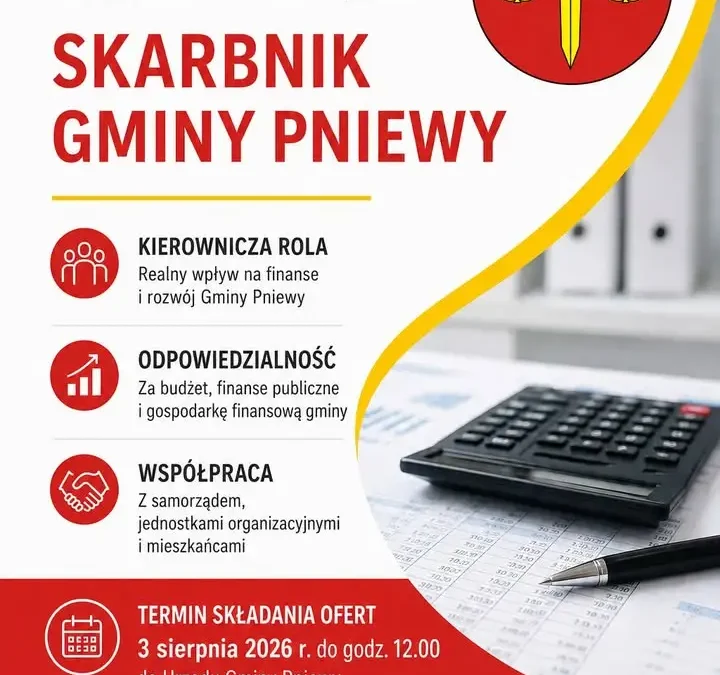 Wójt Gminy Pniewy ogłasza nabór na stanowisko Skarbnika Gminy