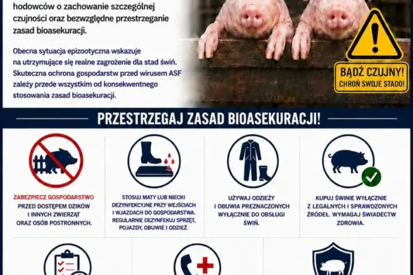 Powiatowy Lekarz Weterynarii w Szamotułach apeluje o wzmożoną bioasekurację po wykryciu ASF