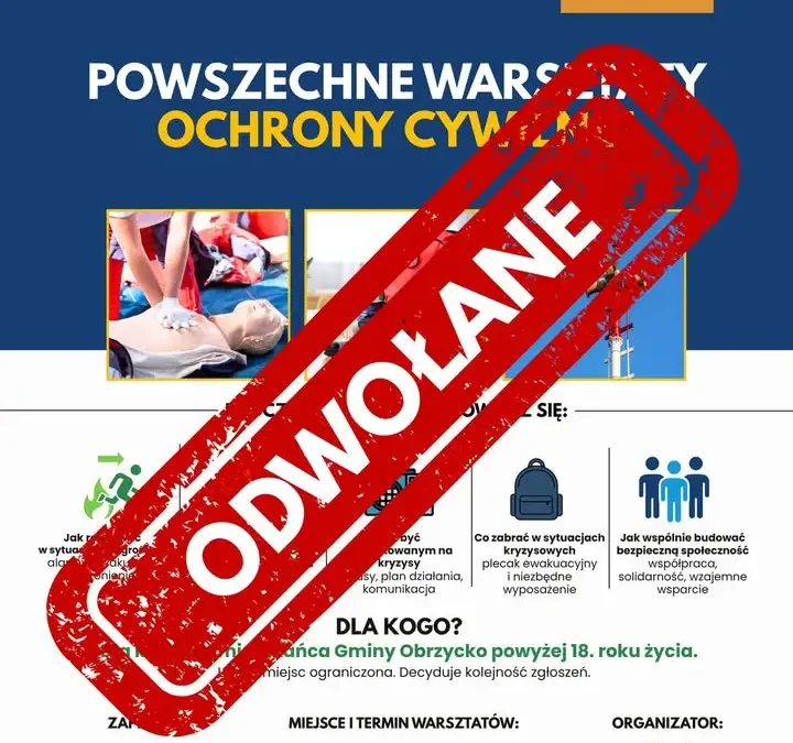 Warsztaty z ochrony cywilnej w Obrzycku odwołane – nowy termin wkrótce
