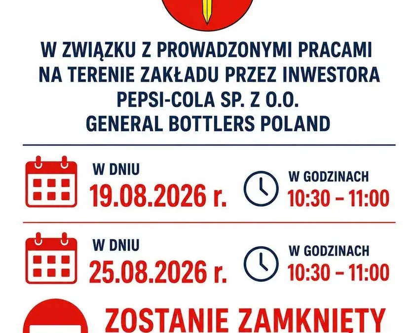 Utrudnienia na ulicy Gajowej w Michrowie – zamknięcie przejazdu w związku z pracami Pepsi-Coli