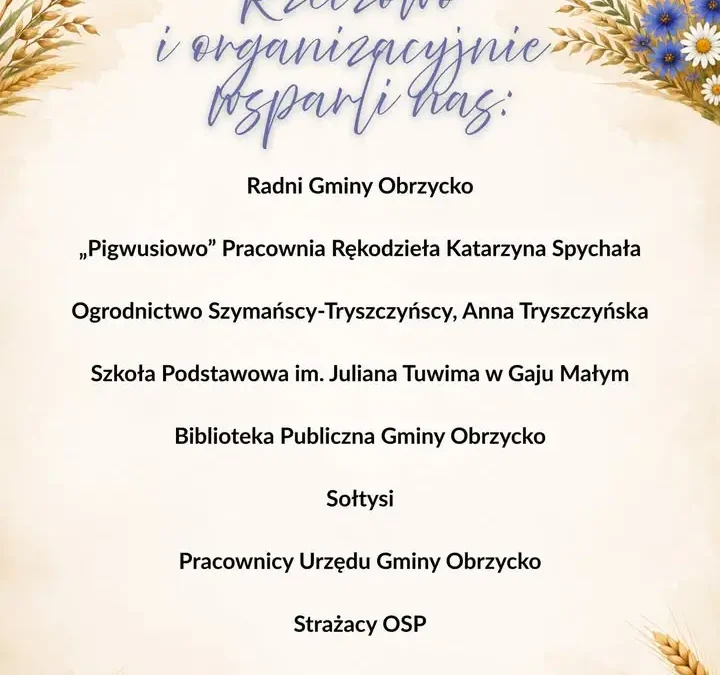 Podziękowania za Dożynki w Zielonejgórze: wspólne święto plonów w gminie Obrzycko