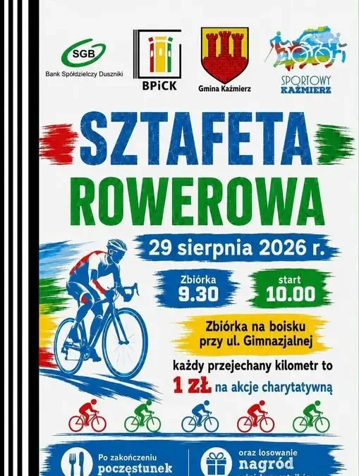 Charytatywna sztafeta rowerowa podczas Święta Sera i Chleba w Kaźmierzu