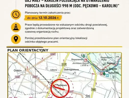 Rusza przebudowa drogi powiatowej Gaj Mały – Karolin. Prace potrwają do października