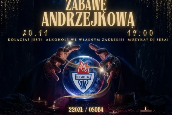 Zabawa andrzejkowa ze Spartą Szamotuły w Hotelu Maraton – muzyka, kolacja i loteria
