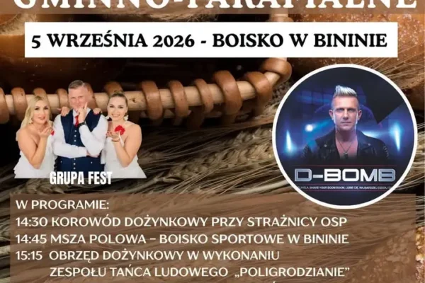 Dożynki Gminno-Parafialne w Bininie już w sobotę!