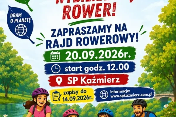 Rodzinny Rajd Rowerowy w Kaźmierzu – zapraszają uczniów i rodziców