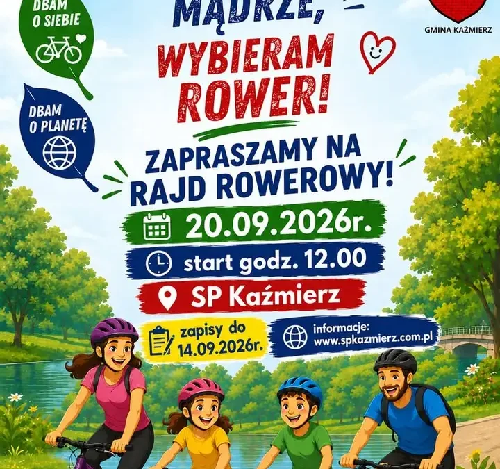 Rodzinny Rajd Rowerowy w Kaźmierzu – zapraszają uczniów i rodziców