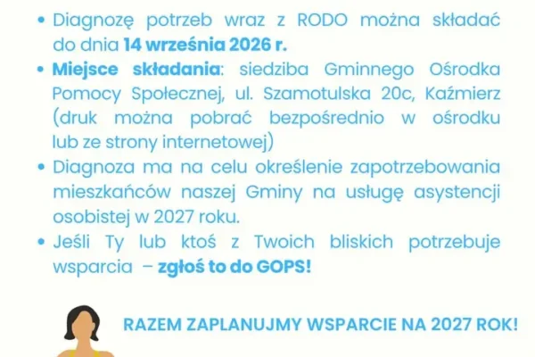 Kaźmierz: trwa diagnoza potrzeb do programu „Asystent Osobisty Osoby z Niepełnosprawnością” na 2027 rok