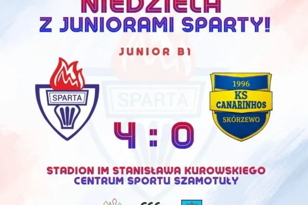 Juniorzy Sparty Szamotuły rozgromili rywala 4:0. Hat-trick Bartka Nowaka!