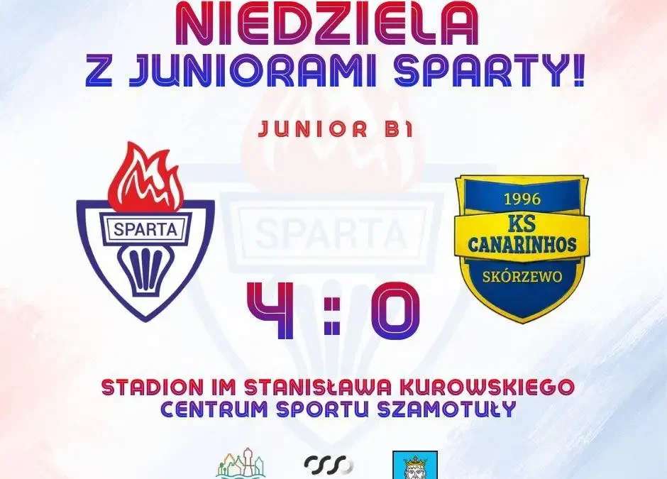 Juniorzy Sparty Szamotuły rozgromili rywala 4:0. Hat-trick Bartka Nowaka!