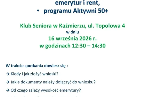 Spotkanie z ekspertem ZUS w Kaźmierzu – 16 września 2026