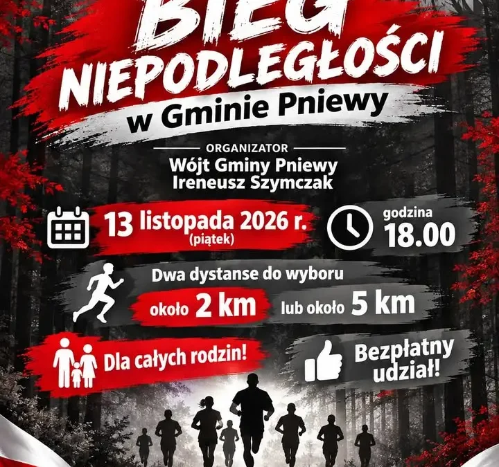 VII Bieg Niepodległości w Gminie Pniewy – 13 listopada 2026