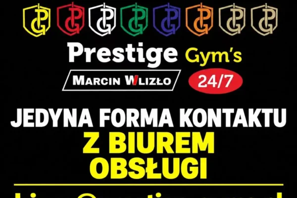 Prestige Gym’s: kontakt tylko mailowy, siłownie działają samoobsługowo