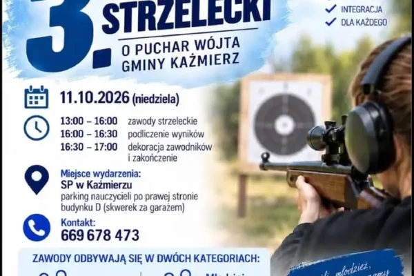 Zawody Strzeleckie o Puchar Wójta Gminy Kaźmierz już w niedzielę 11 października