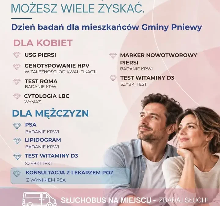 Dzień Badań w Pniewach – bezpłatne badania profilaktyczne już 24 października