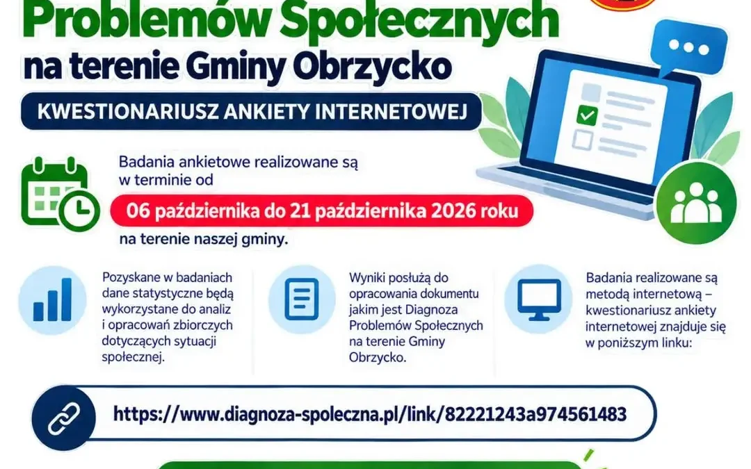Gmina Obrzycko prowadzi diagnozę problemów społecznych – mieszkańcy mogą wypełnić ankietę online