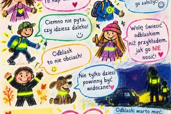 Odblaskowy spacer po Kaźmierzu – uczniowie zapraszają mieszkańców