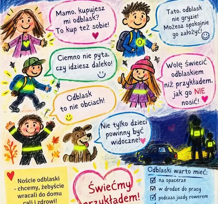 Odblaskowy spacer po Kaźmierzu – uczniowie zapraszają mieszkańców