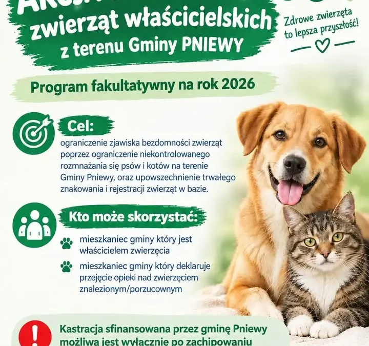Pniewy dofinansują sterylizację i kastrację zwierząt. Warunek: chip
